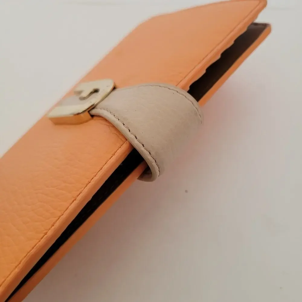 Furla Sofia Grainy Leather‎ Wallet Large Italian Bifold Large Orange Long Design